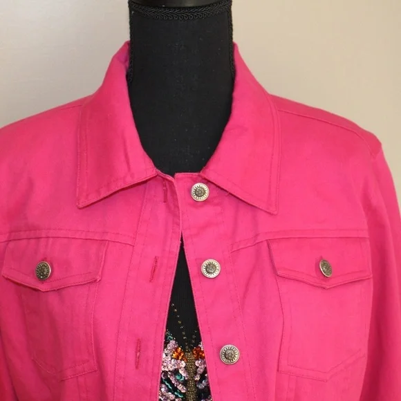 Westbound Pink 3/4 Sleeve Jean Jacket - Picture 2 of 6